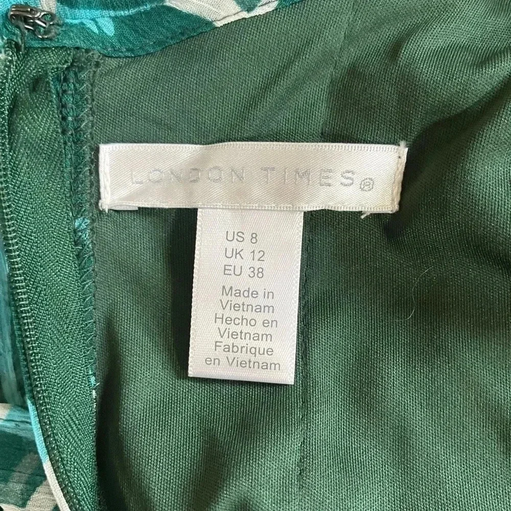 NWT London Times Sleeveless Smocked Hip Yoke Mini Dress in Green/Aqua 8 - Picture 8 of 14